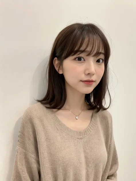 (Highly realistic photos, High resolution, detailed face, fine eyes), ((Taken in front of a white wall))、japanese woman, 40 years old, various expressions, alone:1, slim figure, different hairstyles, casual clothes, Only one person appears in the photo、lon...