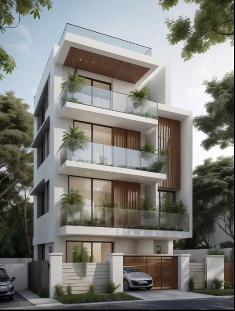 masterpiece, (photorealistic:1.2), best quality, ultra high res, exterior,architechture,modern house,white wall, glass windows,,...