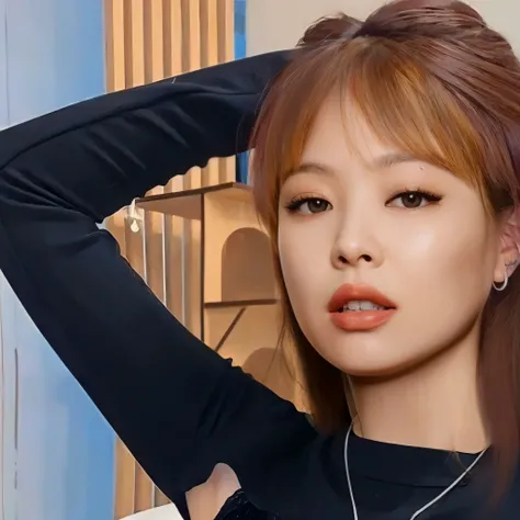 mulher araffe em um vestido preto posando para uma foto, Sun Yunjoo, jennie blackpink, roupas de seda preta e vermelha, Album art, tzuyu de duas vezes, Inspirado por Huang Ji, Ulzzang, Heonhwa Choe, cruel korean goth girl, parque roseanne de blackpink, Ret...