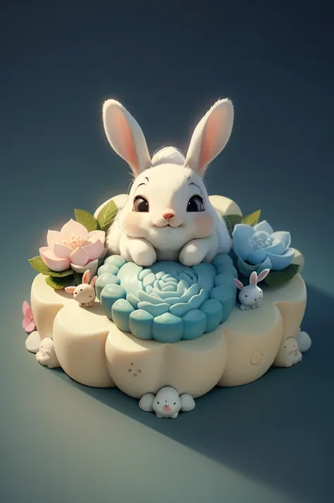 16K Ultra HD Vivid Color Masterpiece Ultra Cinematic Resolution.
Create a little white rabbit lying on a large mooncake, there is a huge mooncake on the ground, a white rabbit lying on top of the mooncake, the rabbit expression is very happy, using pastel ...