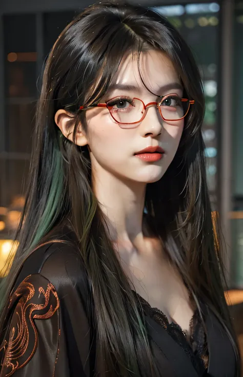 long hair、Arafad woman in black robe poses for photo, Gurwitz style artwork, 8K portrait rendering, beautiful portrait, Smooth CG art, Realistic girl rendering, Stunning facial portraits, Detailed portrait of the girl, 8K Artgerm bokeh, Soft portrait shots...