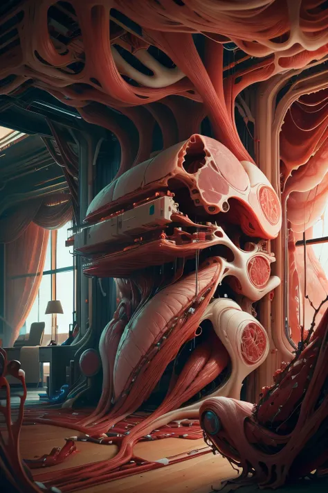 AnatomicTech ,blood vessels, scifi 
living room,