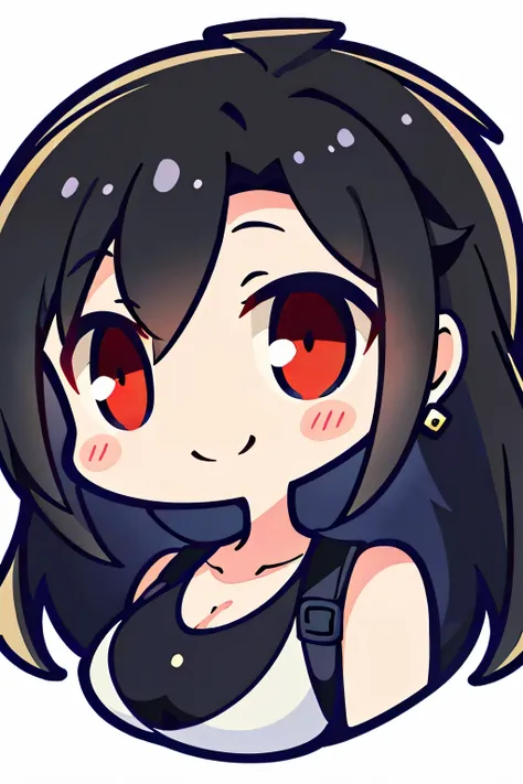 ((ultra detailed, masterpiece, absurdres)), ff7tifa, 1girl, solo, long hair, black hair, red eyes, portrait, emote, cute, chibi,...