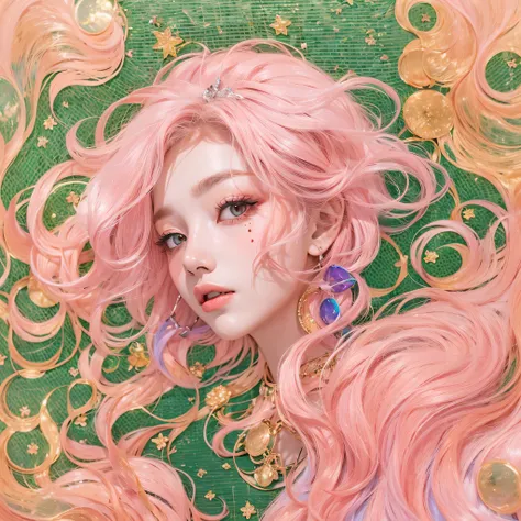 Peach Fuzz glossy black，Peach-colored flull颜色，enamel，agate，A flesh-colored world，Blood Blue Maiden 32k（masterpiece，HD，Aoyama Pond，Ultra high quality，32k）Bright pink long flowing hair，blood pool，Ziddink， a color，Grumpy （After greeting）， （Linen scarf）， fight...