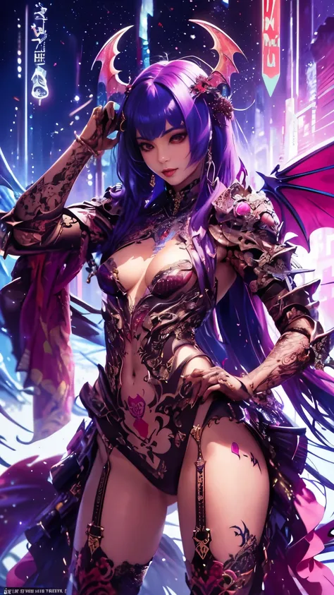 (Masterpiece:2, Top Quality:2, Top Quality:2, Official Art, Beautiful and Aesthetic: 2), (beautiful tattoo:2),(Photorealistic: 1.6), Sharp Focus, (Wearing Detailed Body Jewelry, (one girl:2), Beautiful Sexy, ((Succubus Demon:2 ))), (dynamic pose), (change ...