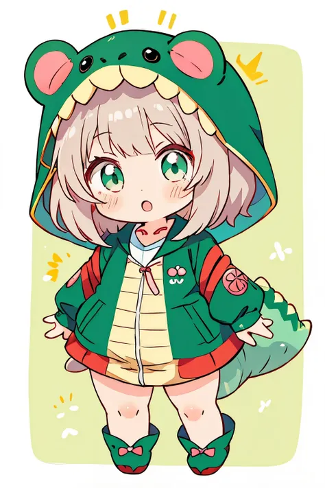 anime、Chibi girl wearing a dinosaur costume、Mai Yoneyama&#39;s style