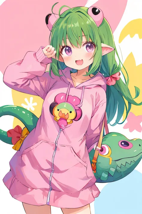 anime、A cute  poses wearing a deformed dinosaur costume、Mai Yoneyama&#39;s style