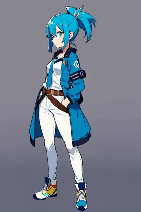 Drawing of a girl with blue hair and a blue jacket, rimuru, 2 d anime style, profile shot of rimuru tempest, rimuru tempest, 2 D Anime, Fubuki, full face shot of rimuru tempest, short hair, Anime girl with teal hair, 2d art, 2 d art, Ponytail Girl, Blue ti...