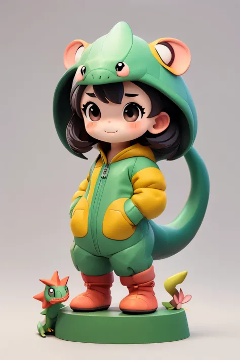 anime、A cute  poses wearing a deformed dinosaur costume、Mai Yoneyama&#39;s style