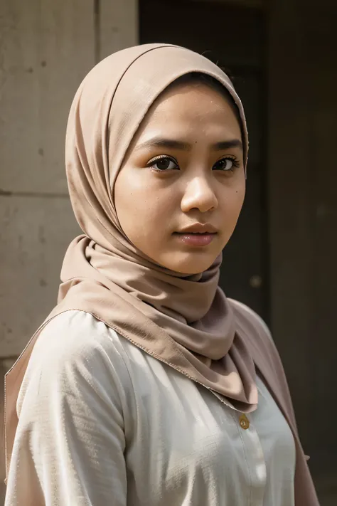 Young beautiful indonesia women, wearing hijab, teacher, plain background, medium shot, beauty, 