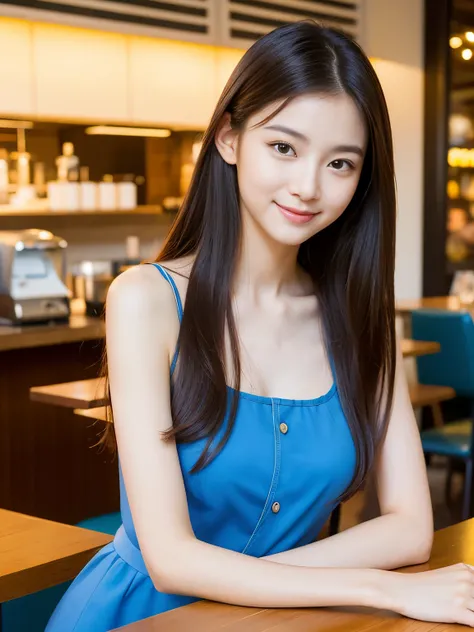 Best quality, masterpiece, super resolution, portrait of a woman with long hair and blue dress, (Photorealsitic:1.4), one girl, no background, beautiful young Japanese woman, young lovely Japanese face, gorgeous young Japanese woman, beautiful asian face, ...