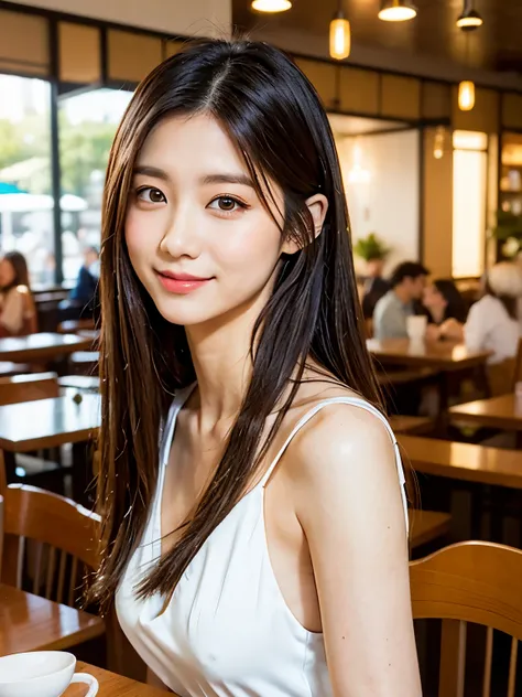 Best quality, masterpiece, super resolution, portrait of a woman with long hair and white dress, (Photorealsitic:1.4), one girl, no background, beautiful young Japanese woman, young lovely Japanese face, gorgeous young Japanese woman, beautiful asian face,...