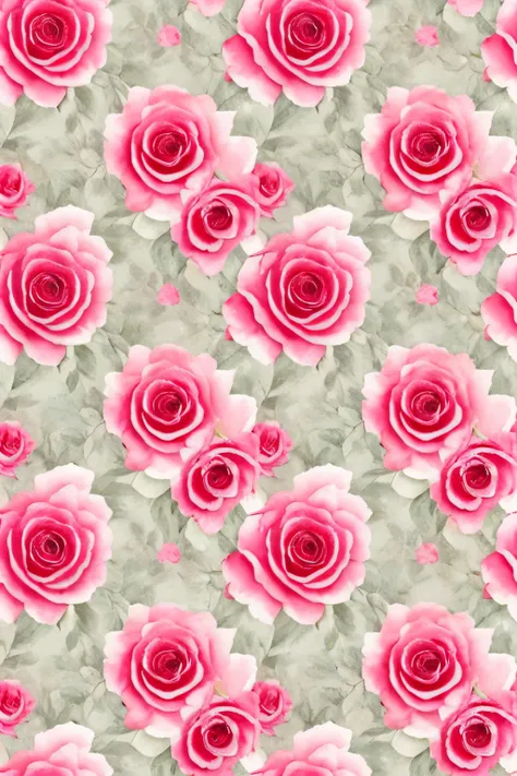 A captivating seamless pattern of crimson roses adorns a textured cream background, evoking a vintage watercolor feel with its soft and delicate brushstrokes. This intricately designed surface pattern exudes an ethereal allure, perfect for adding a touch o...