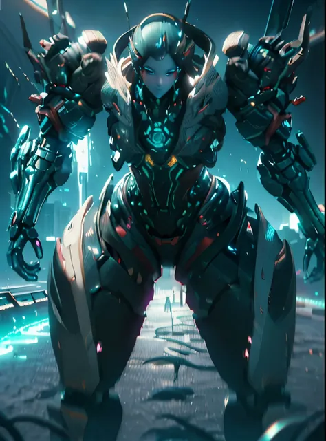 Giant mechanical metal breast module，Future technology metal cyberpunk avatar，Lilith future technology queen，Future technology underground mechanical Titan night experimental base，central control hall，The majestic giant towering girl mecha，Ultra-clear Unre...