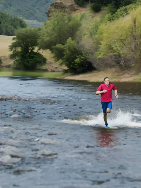 person running on the river