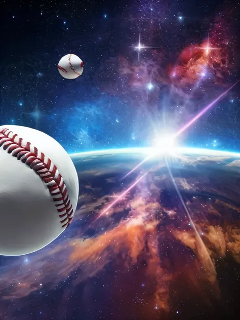 Baseball ball floating in space