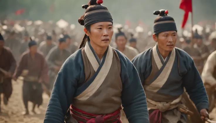 32k UHD resolution, high details, realistic photo, professional photography, vivid colors, best quality, masterpiece, Joseon dynasty, Farmers and ordinary citizens protest against their enemies