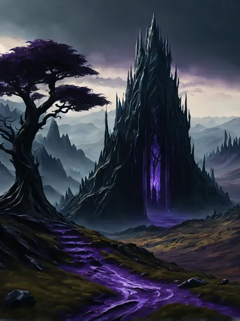 ((realistic,digital art)), (very detailed),donmd4rk3lv3sxl mythical landscape plateau