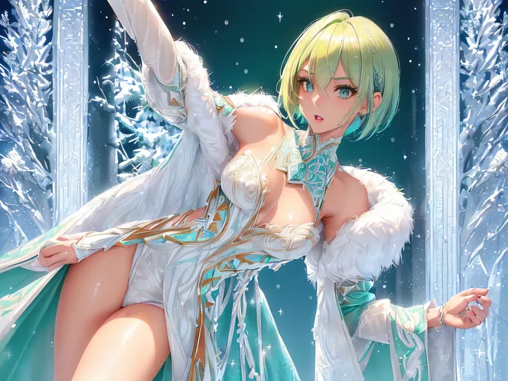 cute elf,((anime elf with extremely cute and beautiful blond hair)),((((blond hair:1.35,undercut blond hair,short hair,colored inner hair,ear breathing)))),(((green_eyes:1.3))),intricate eyes,beautiful detailed eyes,symmetrical eyes,big eyes:1.5,enchanting...