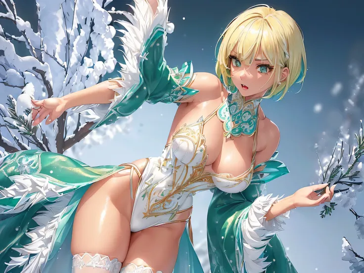 cute elf,((anime elf with extremely cute and beautiful blond hair)),((((blond hair:1.35,undercut blond hair,short hair,colored inner hair,ear breathing)))),(((green_eyes:1.3))),intricate eyes,beautiful detailed eyes,symmetrical eyes,big eyes:1.5,enchanting...