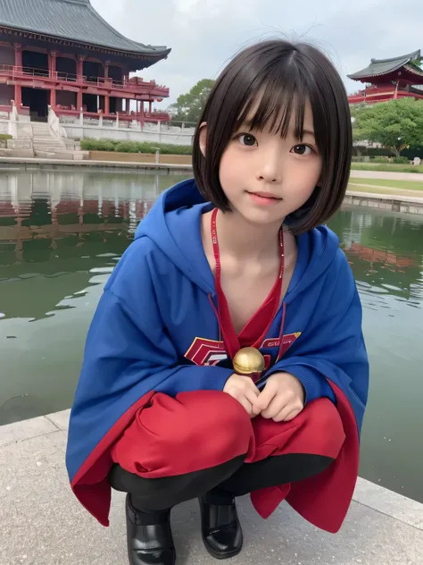 A very elementary school student wears Supergirl clothes and does squats.、Spreading black hair、bob cut with trimmed ends、(flat chest)、lolicon、Highest、red cloak、(whole body)、embarrassing、10歳
break, extremely fine transparency, (symmetrical eyes:1.3),
break,...