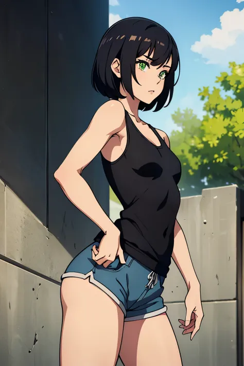 This girl is a slender young lady with attractive features. She is 165 cm tall and weighs 50 kg.. Her appearance is distinguished by her short black hair and attractive green eyes., which give it mystery and charm. Her body type is athletic, talking about ...