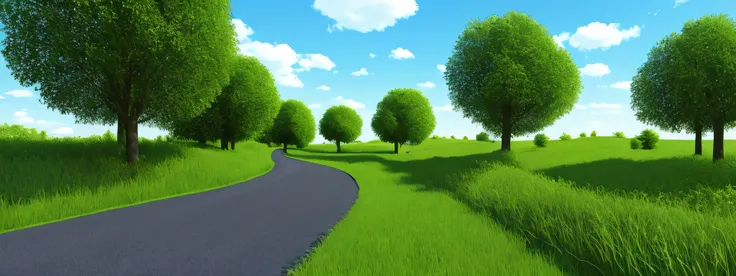  grass road 3d blue sky