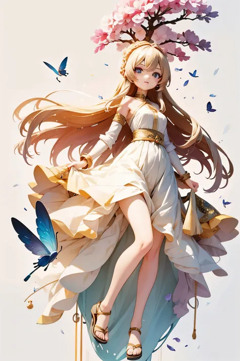 A female warrior in a long dress holds a sword and a butterfly, Beautiful anime artwork, Anime Art Wallpaper 4k, Anime Art Wallpaper 4k, Clean and detailed anime art, Beautiful anime art, Animation Art Wallpaper 8k, Beautiful digital artwork, A beautiful a...