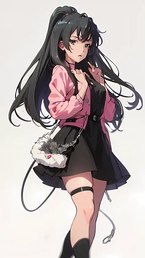 anime girl with long hair and black skirt posing for a picture, Rin Harusaka, anime girl with long hair, Anime visual of a cute girl, Anime cute art style, anime girl wearing a black dress, Beautiful anime high school girl, (anime girl), attractive anime g...