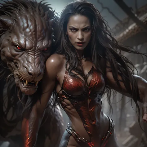 1 female alien, the predator, (extremely beautiful:1.2), (intense gaze:1.4), (predator:1.1), long dark claws, (nsfw:0.8), nipple...