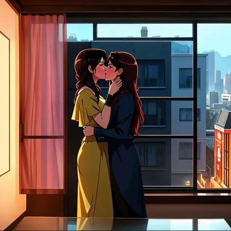 arafed scene of a woman and a woman kissing in front of a window, sexy movie photo, kiss, hd movie photo, still shot from movie, shot from movie, movie screen shot, movie screenshot, bollywood, year 2447, year 2134, hot, year 2 8 6 6, action movie still, s...