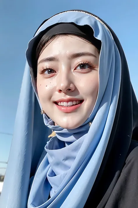 ((Best quality, 8k, Masterpiece :1.37)), (wear hijab blue collor), girls wear hijab blue collor, (girls wearing hijab moslem), beautiful face, face bukkake, 18 years old girls, ultra detailed face, ((Lips Smiling)), ultra detailed body, slim body, lips smi...