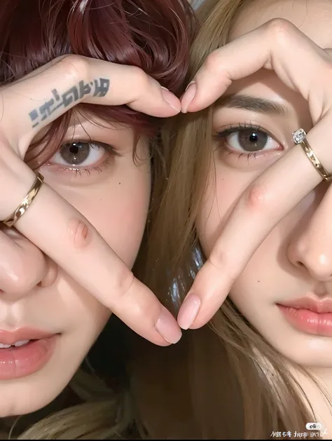 two women making a heart with their hands with their fingers, cai xukun, ✨🕌🌙, 👅 👅, ❤🔥🍄🌪, Jiminhis right eyelid is swollen, 😭🤮 💔, pose de pareja, Jung Jaehyun, Eyes of the heart, 😭 🤮 💕 🎀, 👁🌹👾, [ foto realista ]!!, ulzzang