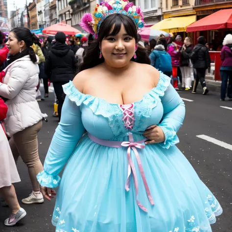 Slightly fat woman dressed for carnival