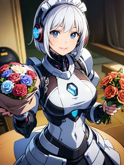 (((1 female:1.8)))、(((full body description)))、(((Standing picture)))、(((Level 9)))、Beautiful woman in moe pose in futuristic white shiny heavy armored robot suit、perfect android girl, gynoid cyborg body, perfect anime cyborg woman, beautiful female androi...