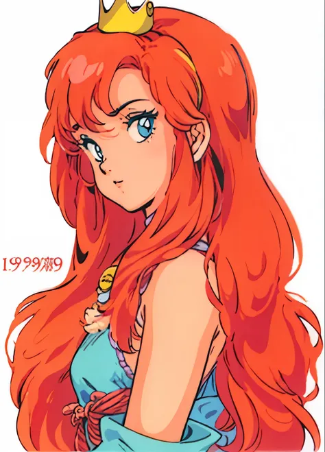 takahashi rumiko, 1980s \(style\), retro artstyle,  masterpiece, best quality, 1girl, blue eyes, crown