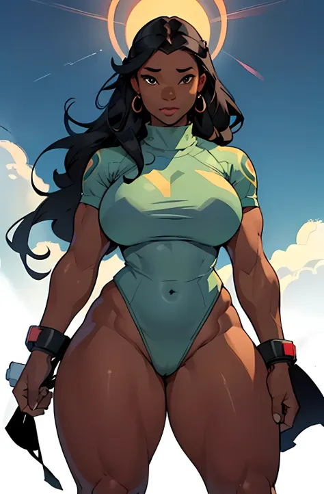 dark skin ((1 girl)) ((((fat)))), huge tits, ((thick thighs)) ((wide hips)) ((toned body)) ((curvy)) (thick thighs)) (dark skin)...