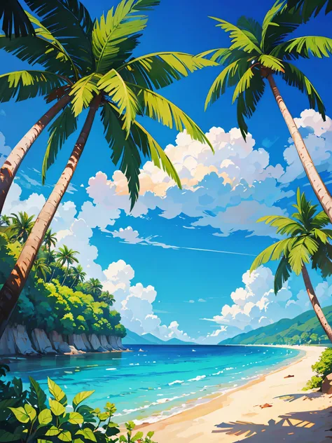 Beauty beach with coconut trees