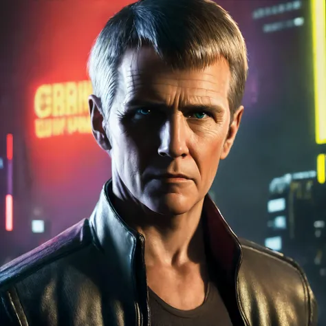 portrait harrison for ciberpunk blade runner  in realistic