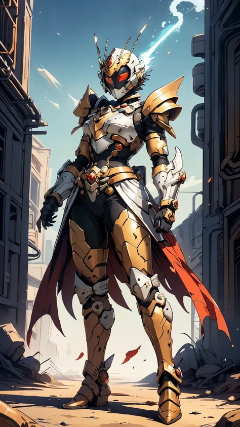 A woman adorned in fantasy-style full-body armor, a crown-concept fully enclosed helmet that unveils only her eyes, a composite layered chest plate, fully encompassing shoulder and hand guards, a lightweight waist armor, form-fitting shin guards, the overa...