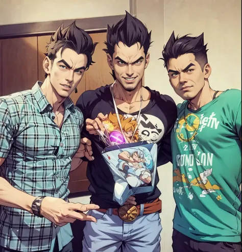 3 Homens, Estilo Anime, Dragon Ball Z, Goku, Vegeta, Gohan, super Saiyan, Saiyajin, 