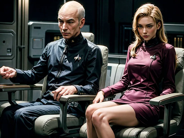 star trek、captain jean-luc picard and seven of nine、uss enterprise