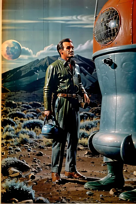 image showing a scene from an old 1950s sci-fi monster adventure tv series