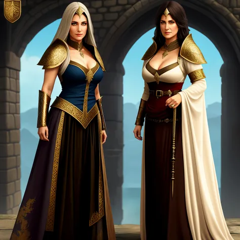 uma mulher, 45 anos, medieval fantasy setting, epic, detalhes intrincados, hiperdetalhado,