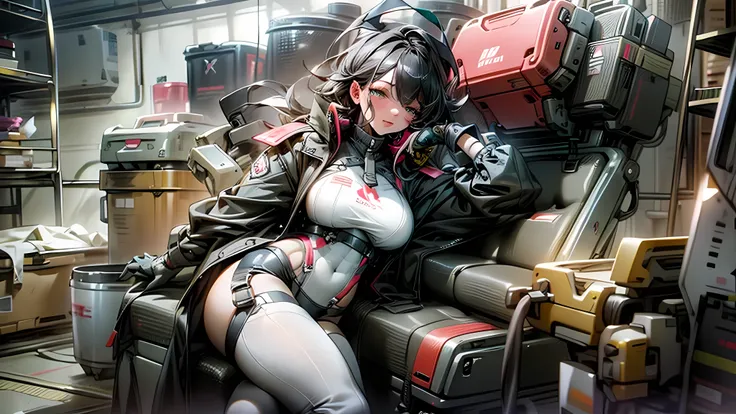 Sexy brown Azur Lane waifu, huge big breasts, Curvy and extra thick, Six-pack abs, strapped down in a  chair, Torture machine, chain, trapped, in the basement, Keep, , electric chair, sad cry, scared, urinating on herself, , Tight black micro bikini expose...