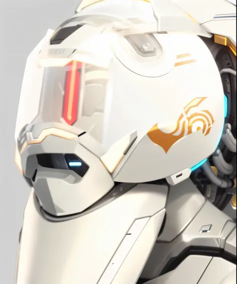 There is a helmet on a motorcycle. Wear a helmet., Exquisite helmet details, temporary residence《Overwatch》, from《Overwatch》echo, Sci-fi helmets, Glass oled mecha sun visor, Wearing white futuristic armor, Comes with futuristic gear and helmet, futuristic ...