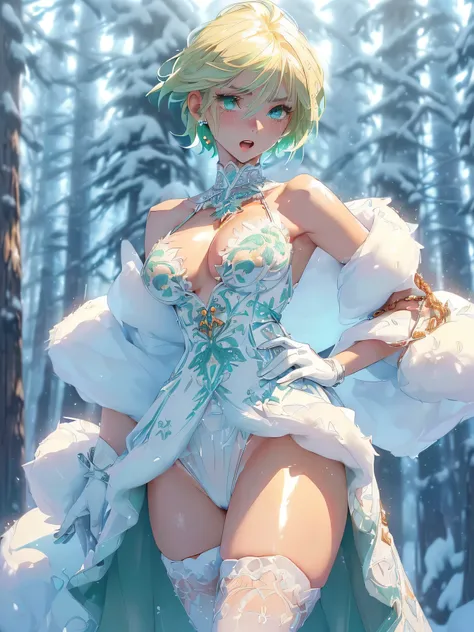 cute elf,((anime elf with extremely cute and beautiful blond hair)),((((blond hair:1.35,undercut blond hair,short hair,colored inner hair,ear breathing)))),(((green_eyes:1.3))),intricate eyes,beautiful detailed eyes,symmetrical eyes,big eyes:1.5,enchanting...