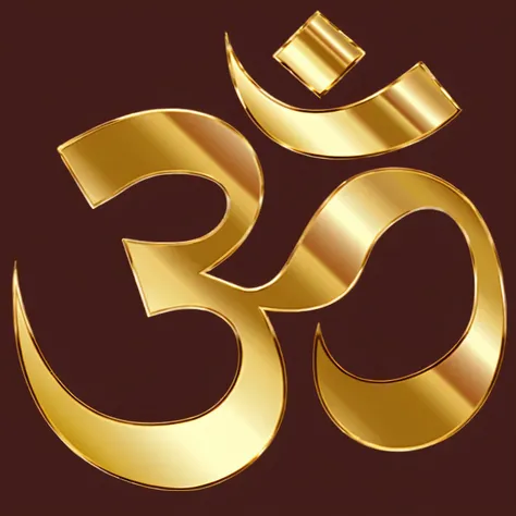 a close up of a golden om sign on a brown background, aum, hinduism, buddhist, gold, golden number, ancient symbol behind it, hindu god, indian script, by David Burton-Richardson, sanskrit, gold inlay, gold elements, created in adobe illustrator, ultra det...