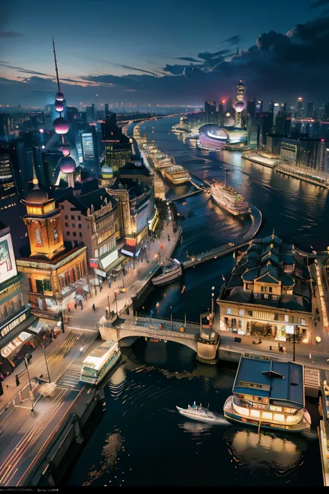 (Top Quality, 4K), A breathtaking photo of the Bund in Shanghai, Early morning hours, Heavy traffic jam, Tilt-shift lens effect,
The Bund, an iconic waterfront area in Shanghai, comes alive even in the early morning hours with an abundance of hustle and bu...