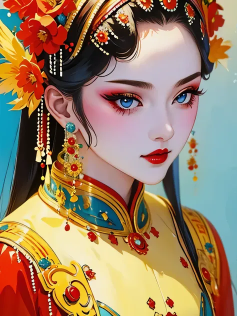 (masterpiece, best quality:1.2), 1 girl, alone，beautiful，（phoenix crown：1.37），portrait，